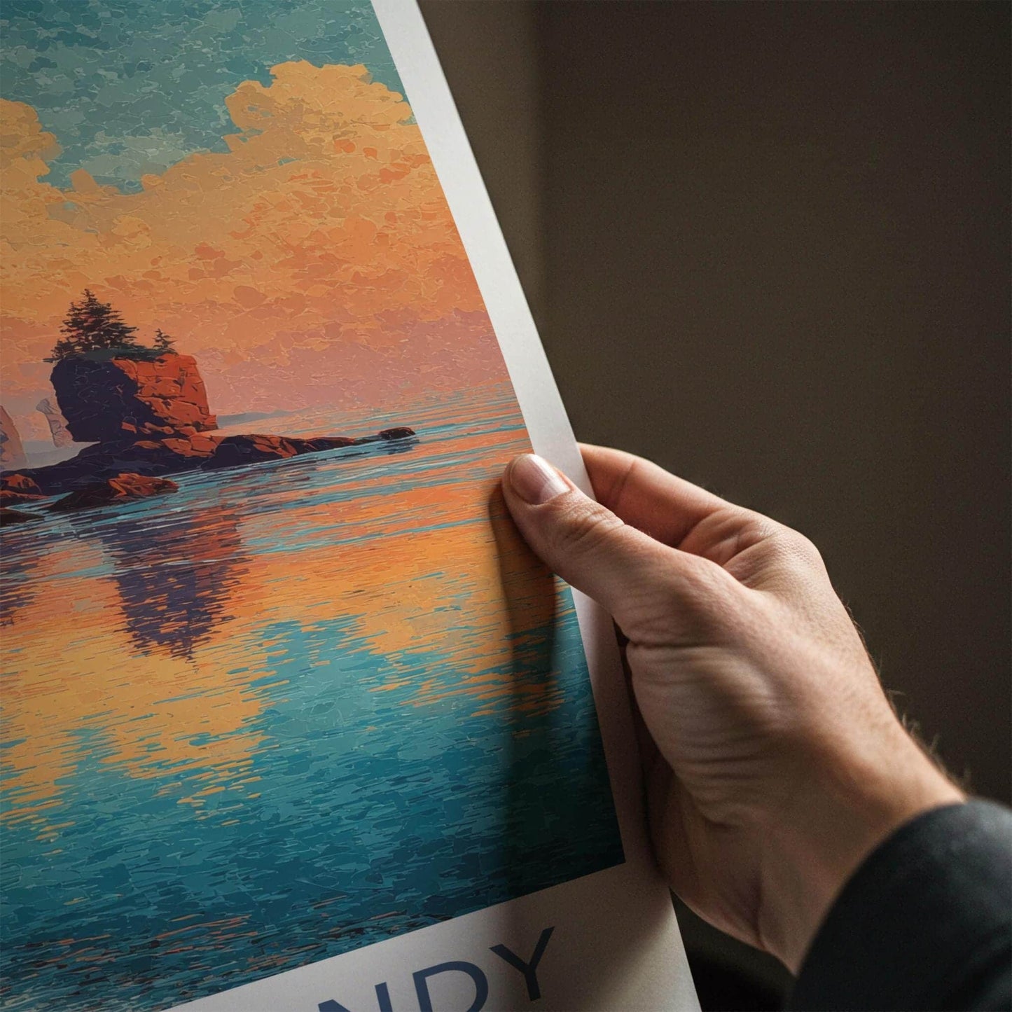 Bay of Fundy Poster - Canada Scenic Art - Fiery coastal cliffs Wall Decor