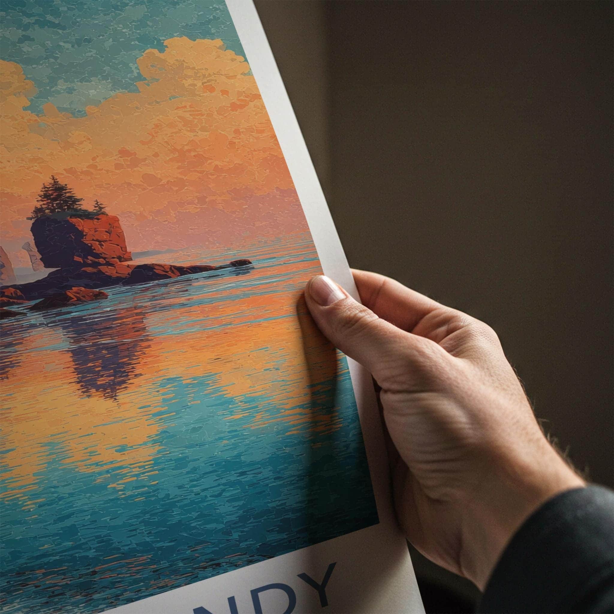 Bay of Fundy Poster - Canada Scenic Art - Fiery coastal cliffs Wall Decor