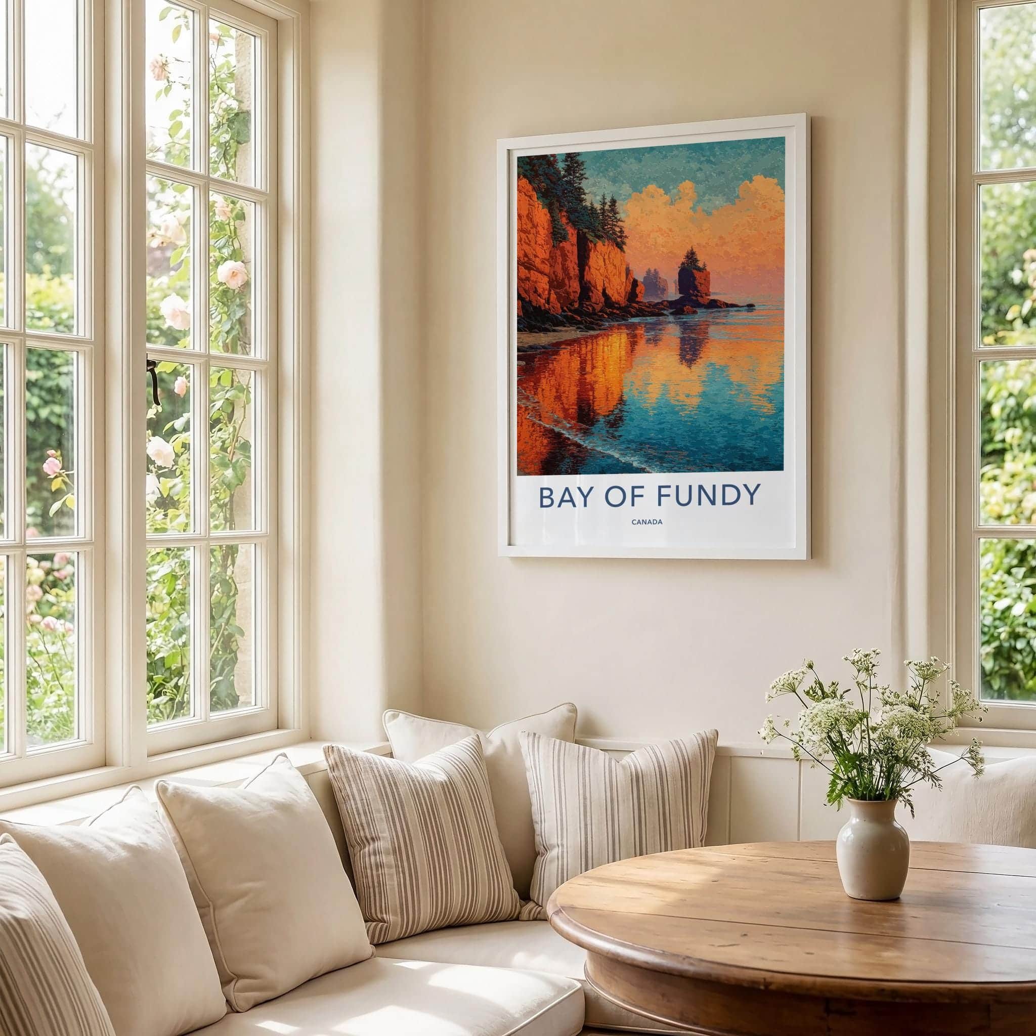 Bay of Fundy Poster - Canada Scenic Art - Fiery coastal cliffs Wall Decor
