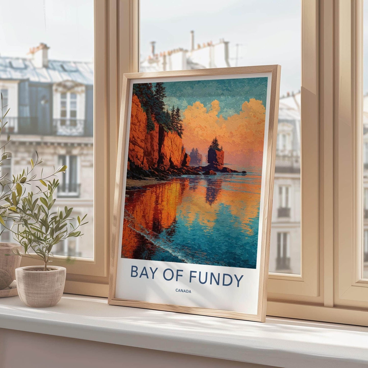 Bay of Fundy Poster - Canada Scenic Art - Fiery coastal cliffs Wall Decor
