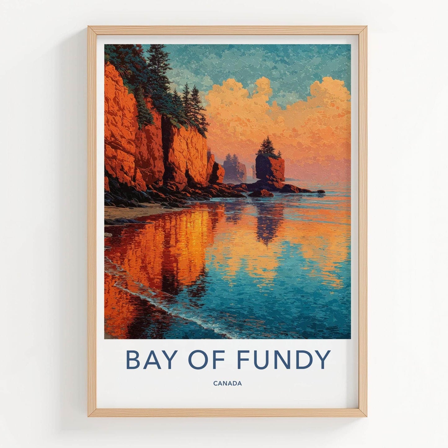 Bay of Fundy Poster - Canada Scenic Art - Fiery coastal cliffs Wall Decor