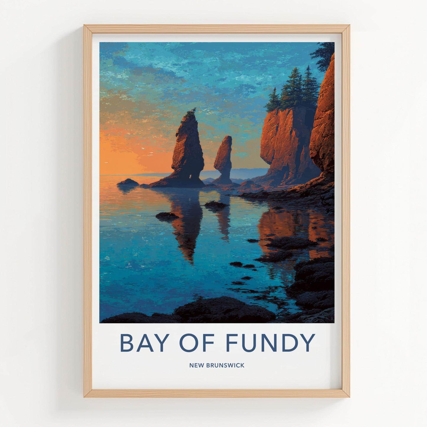 Bay of Fundy Poster - Canada Scenic Art - orange sky stacks Home Decor