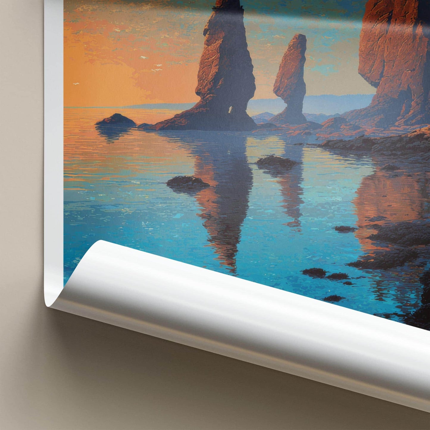 Bay of Fundy Poster - Canada Scenic Art - orange sky stacks Home Decor
