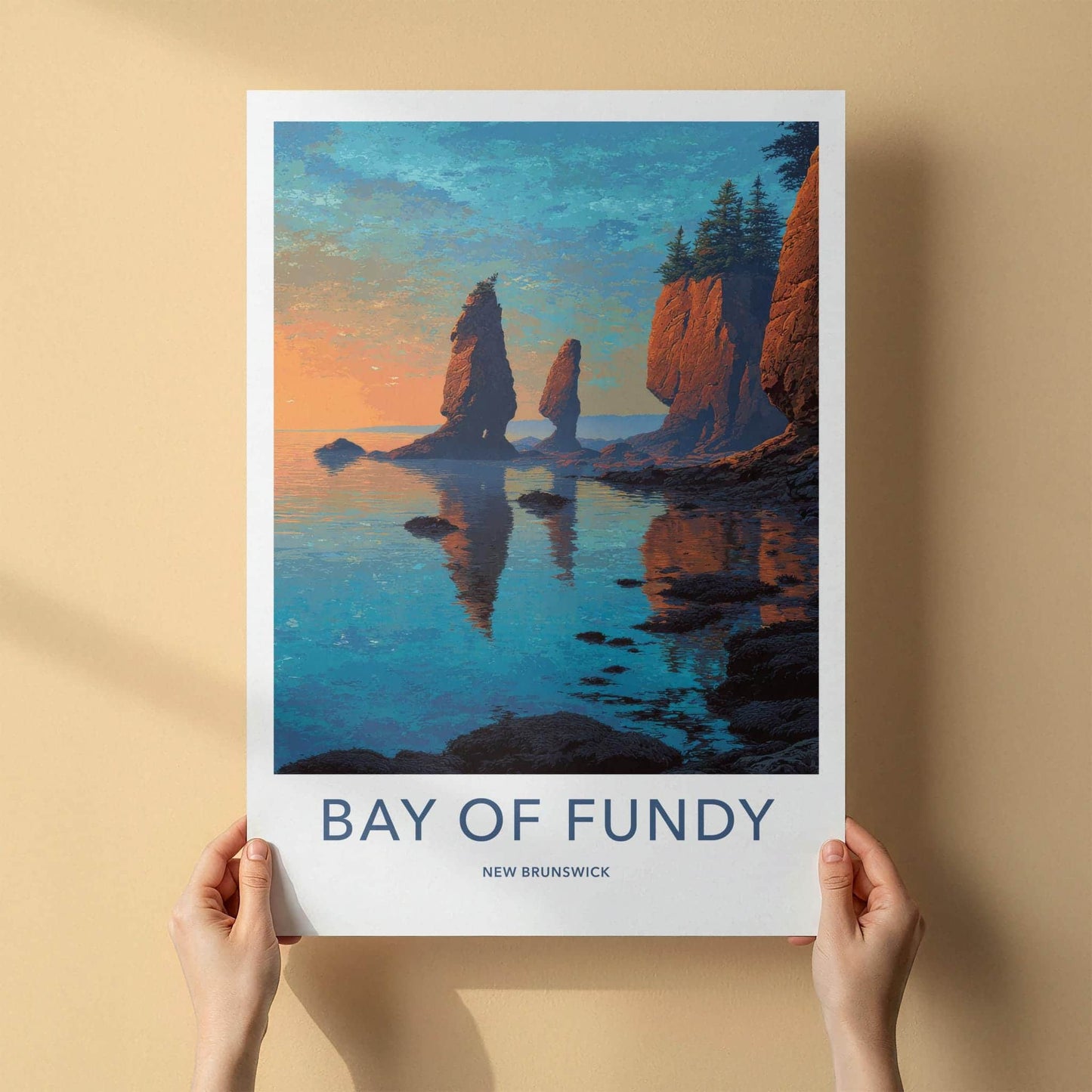 Bay of Fundy Poster - Canada Scenic Art - orange sky stacks Home Decor