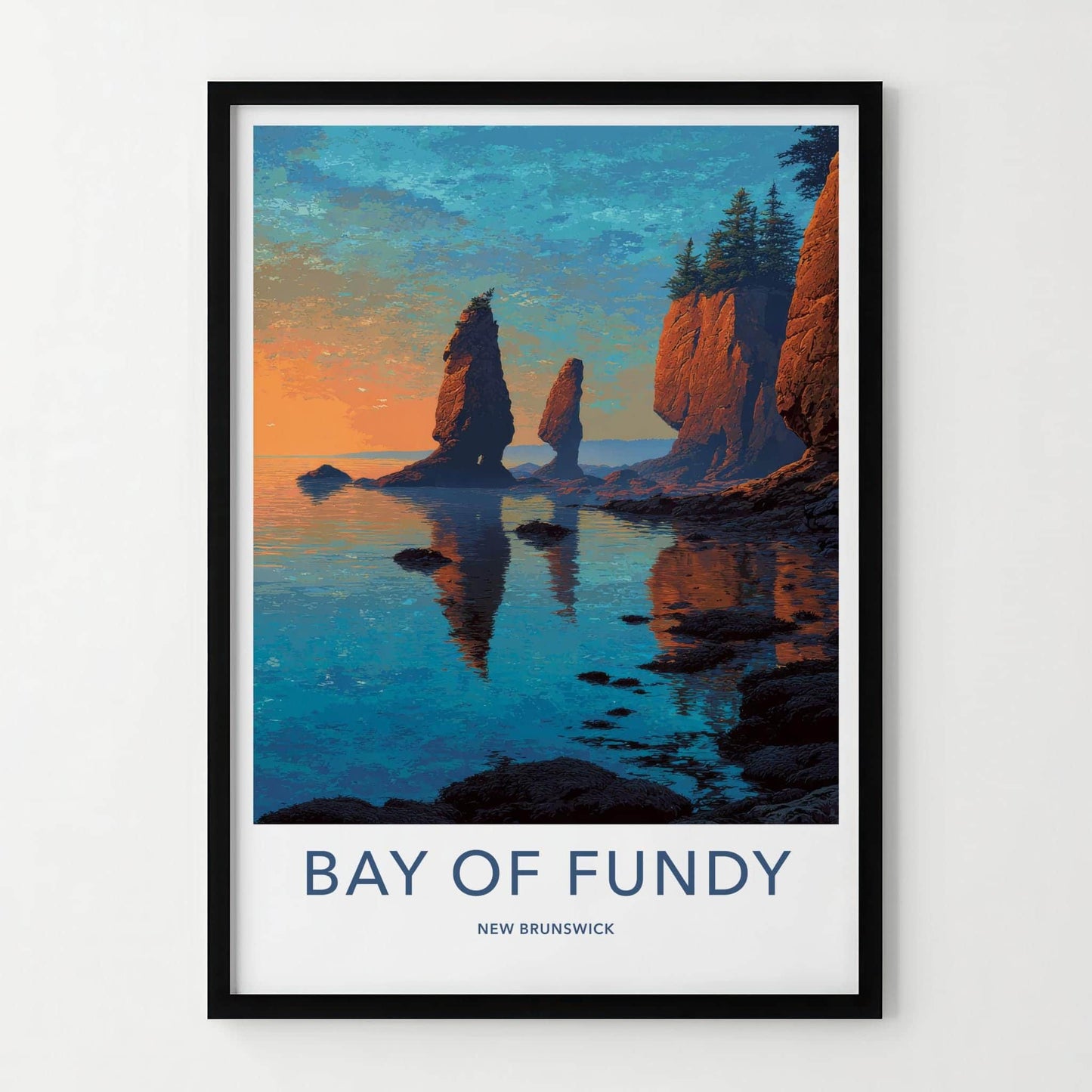 Bay of Fundy Poster - Canada Scenic Art - orange sky stacks Home Decor