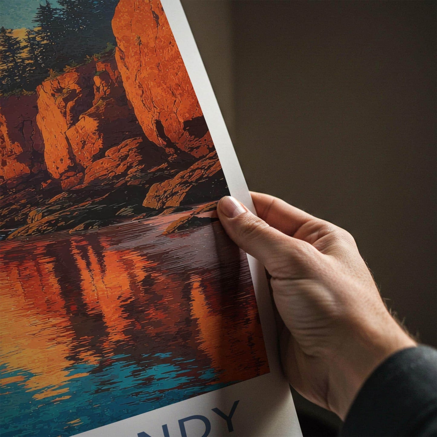 Bay of Fundy Poster - Canada Travel Art - Dramatic Cliff Sunset Wall Decor