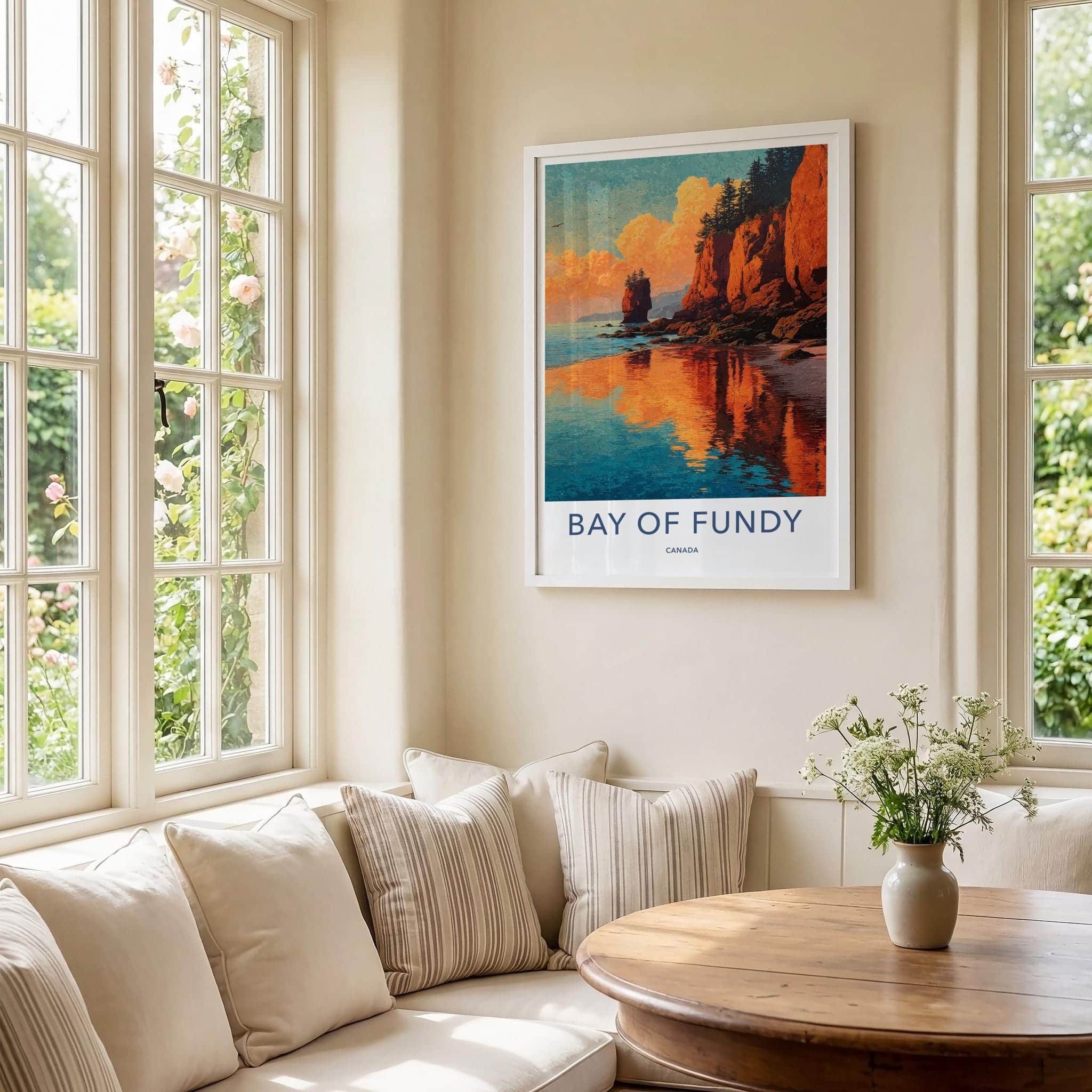 Bay of Fundy Poster - Canada Travel Art - Dramatic Cliff Sunset Wall Decor