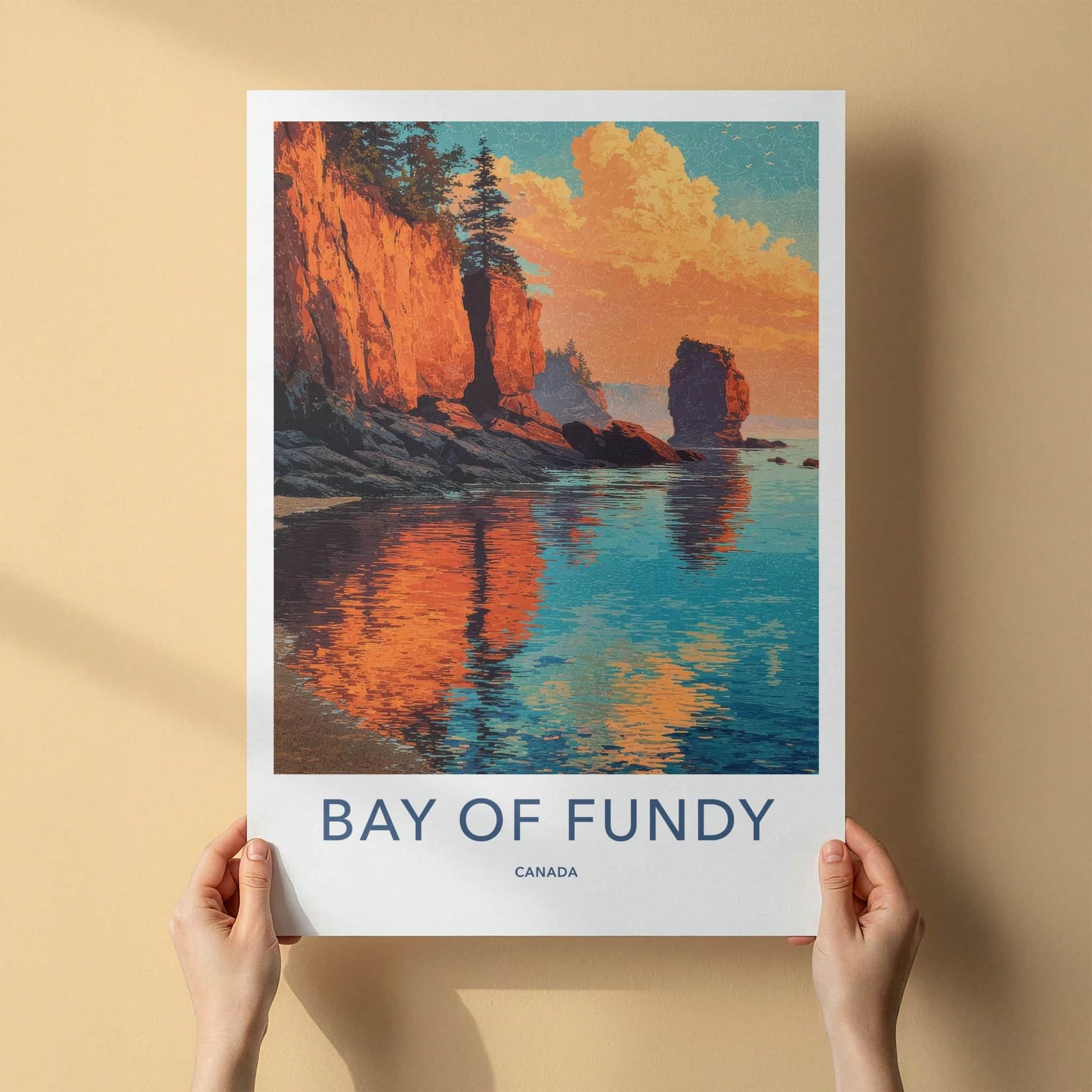 Bay Of Fundy Poster - Canada Travel Art - Orange Cliffs Bay Wall Decor