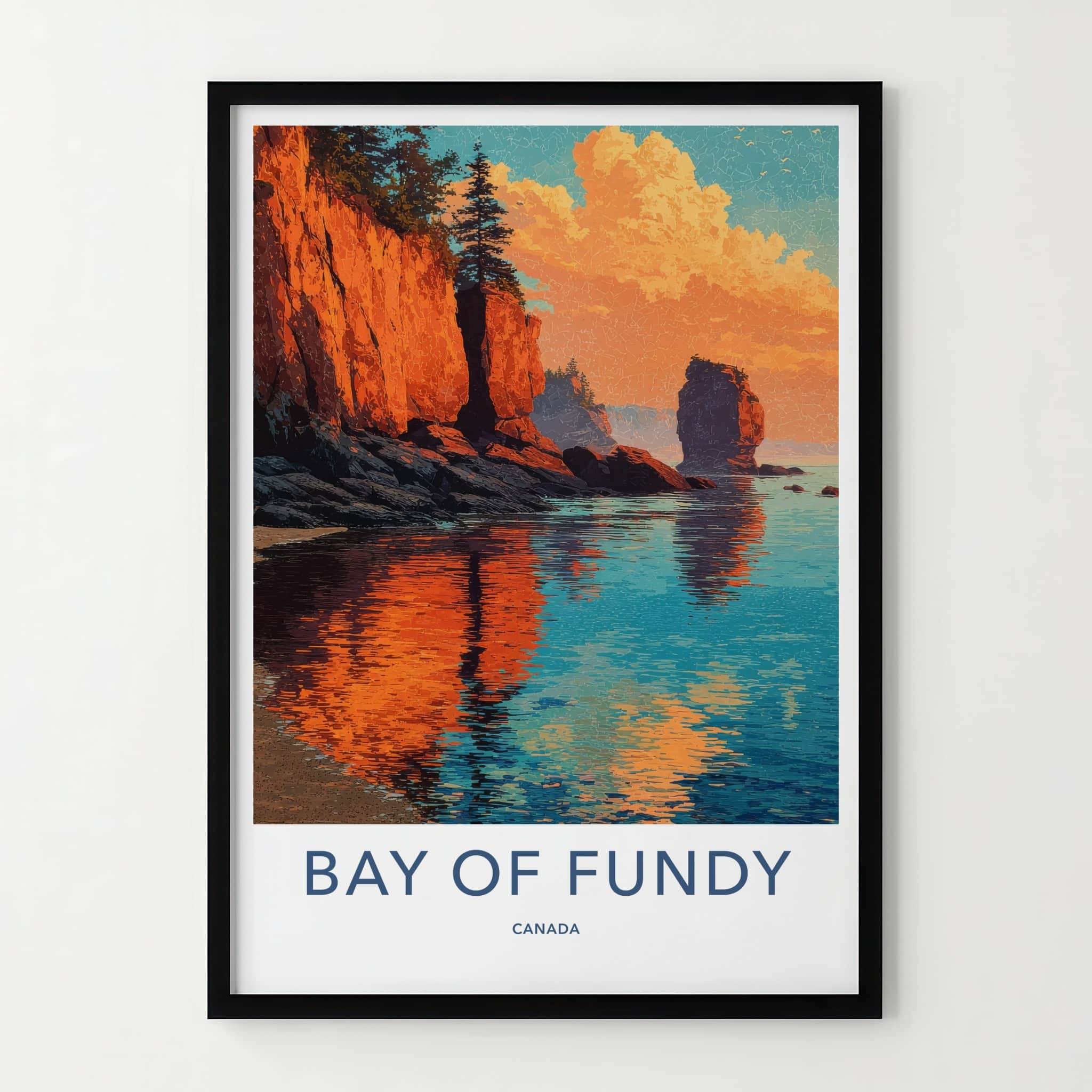 Bay Of Fundy Poster - Canada Travel Art - Orange Cliffs Bay Wall Decor