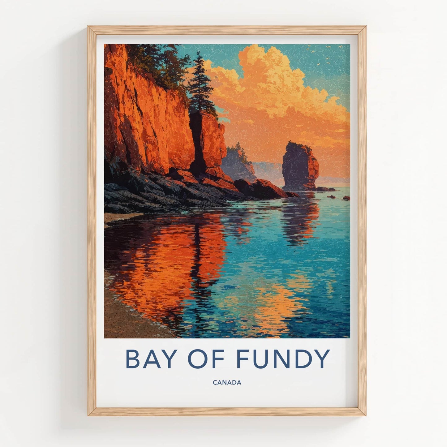 Bay Of Fundy Poster - Canada Travel Art - Orange Cliffs Bay Wall Decor