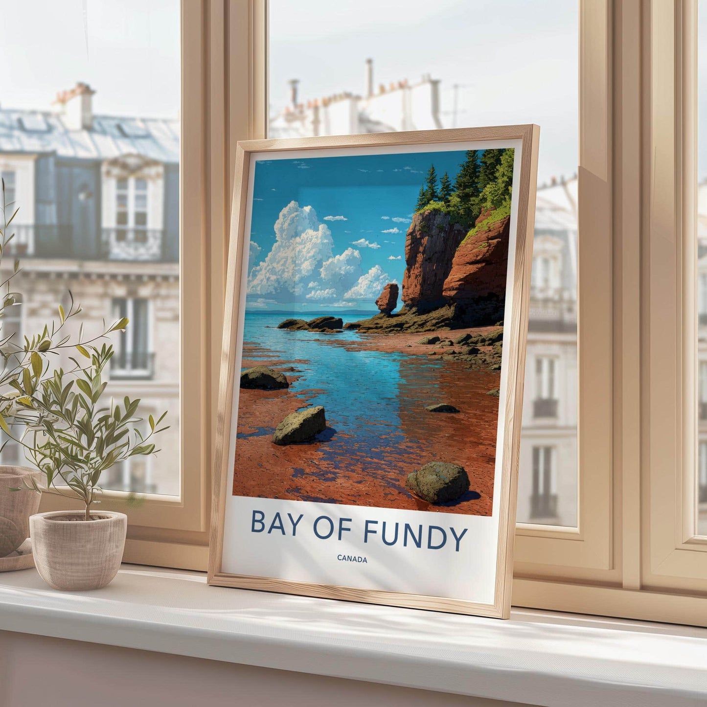 Bay of Fundy Poster - Canada Travel Art - Red Cliffs Tide Home Decor