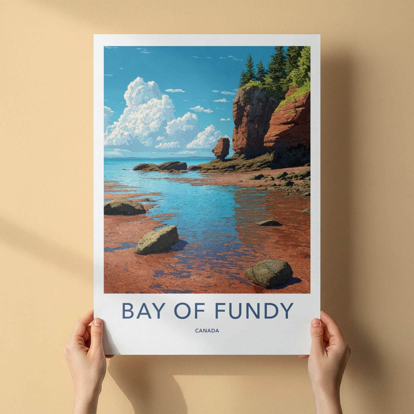 Bay of Fundy Poster - Canada Travel Art - Red Cliffs Tide Home Decor