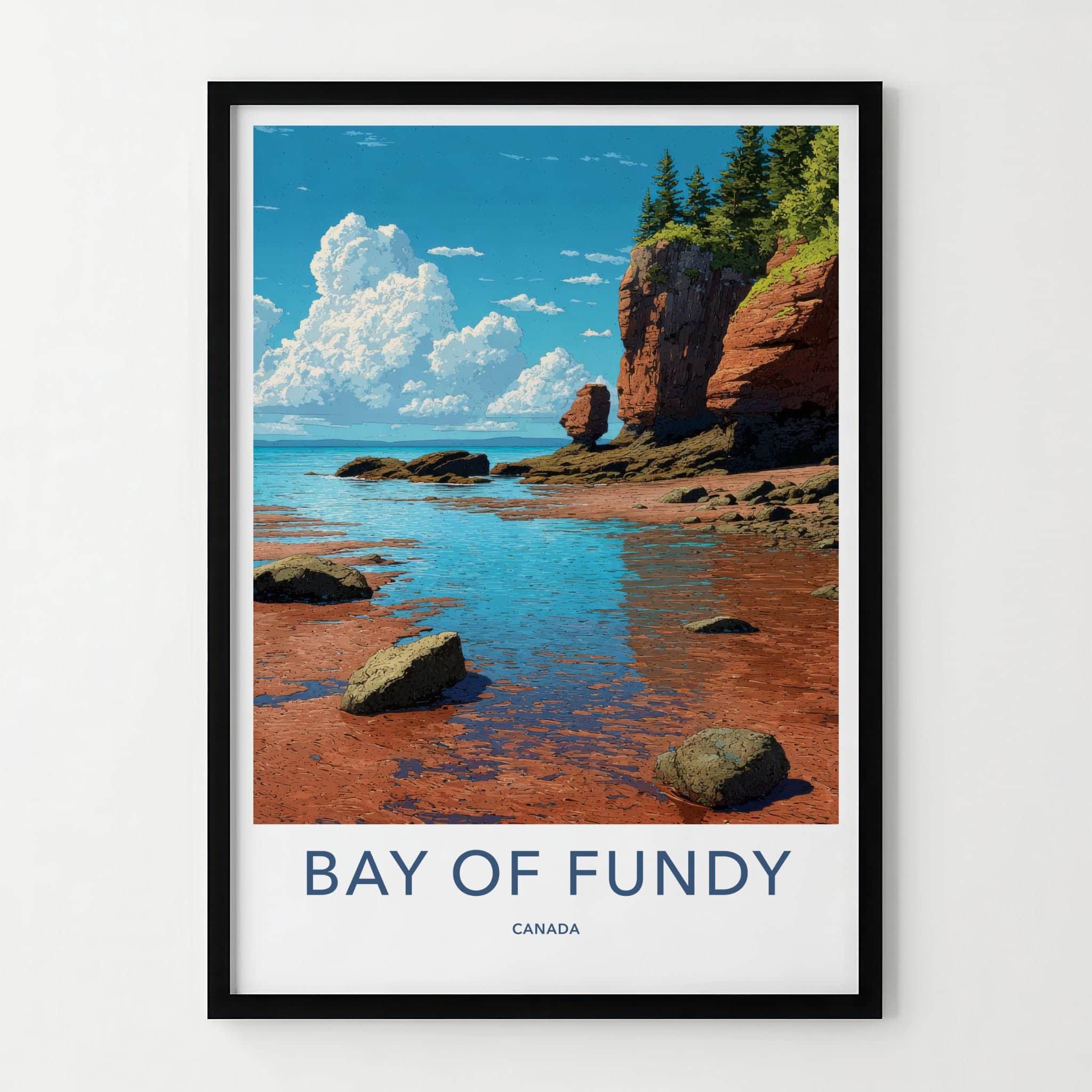 Bay of Fundy Poster - Canada Travel Art - Red Cliffs Tide Home Decor