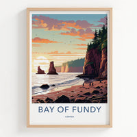 Bay Of Fundy Poster - Canada Travel Art - Rocky Beach Sunset Home Decor