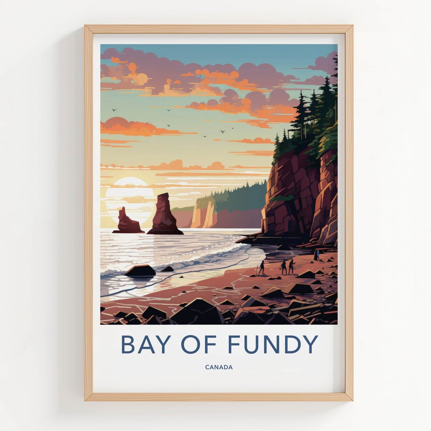 Bay Of Fundy Poster - Canada Travel Art - Rocky Beach Sunset Home Decor