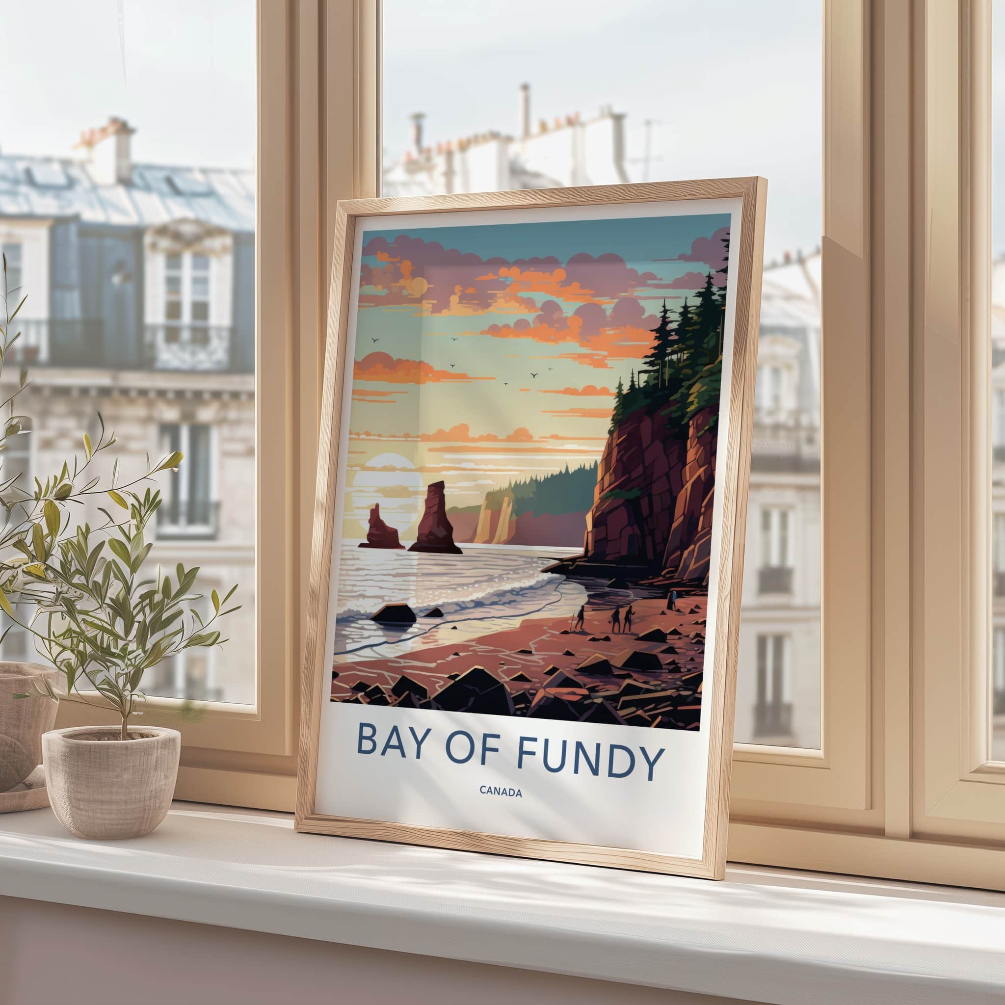 Bay Of Fundy Poster - Canada Travel Art - Rocky Beach Sunset Home Decor