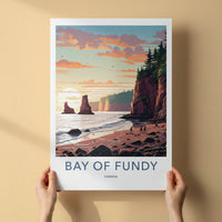 Bay Of Fundy Poster - Canada Travel Art - Rocky Beach Sunset Home Decor