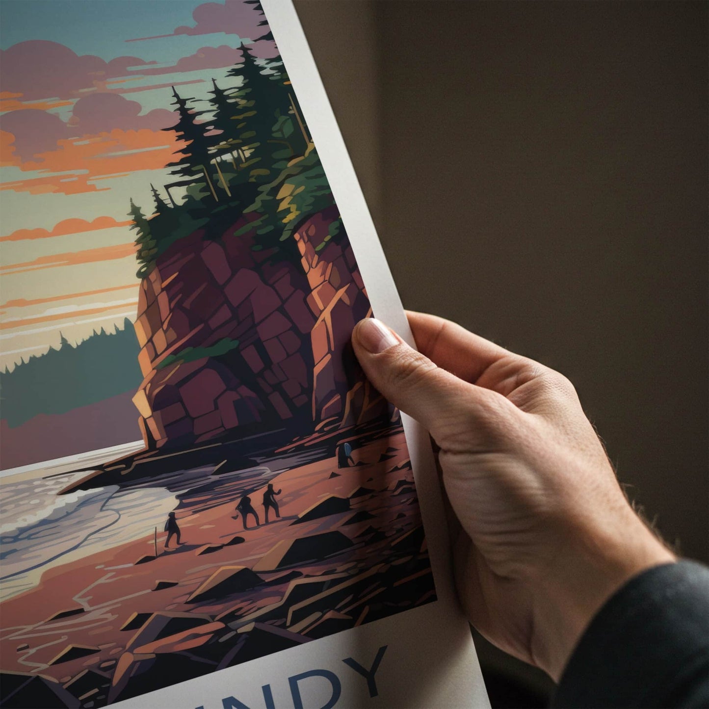 Bay Of Fundy Poster - Canada Travel Art - Rocky Beach Sunset Home Decor