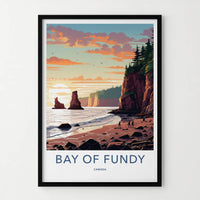 Bay Of Fundy Poster - Canada Travel Art - Rocky Beach Sunset Home Decor