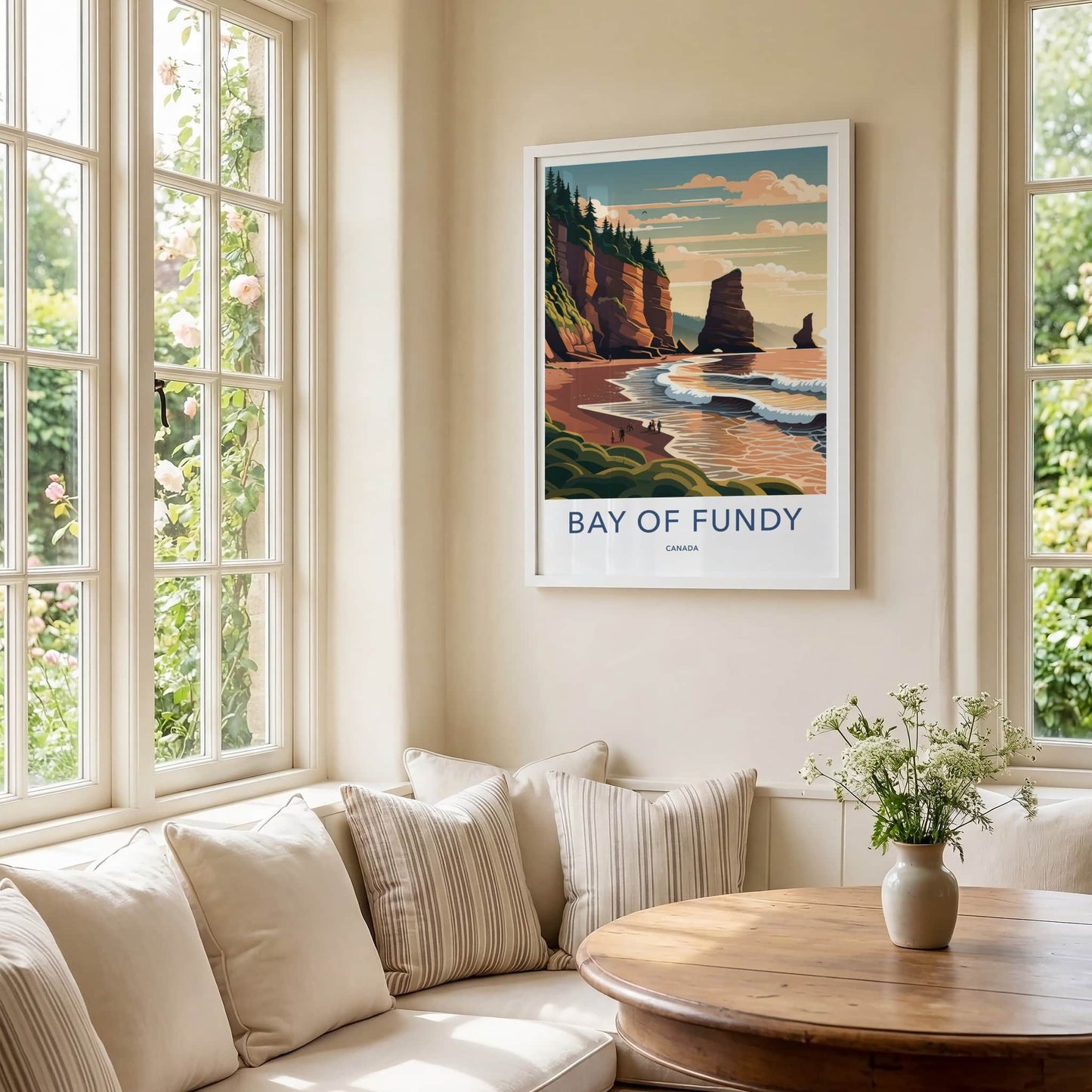 Bay Of Fundy Poster - Canada Travel Art - Rugged Beach Cliffs Wall Decor