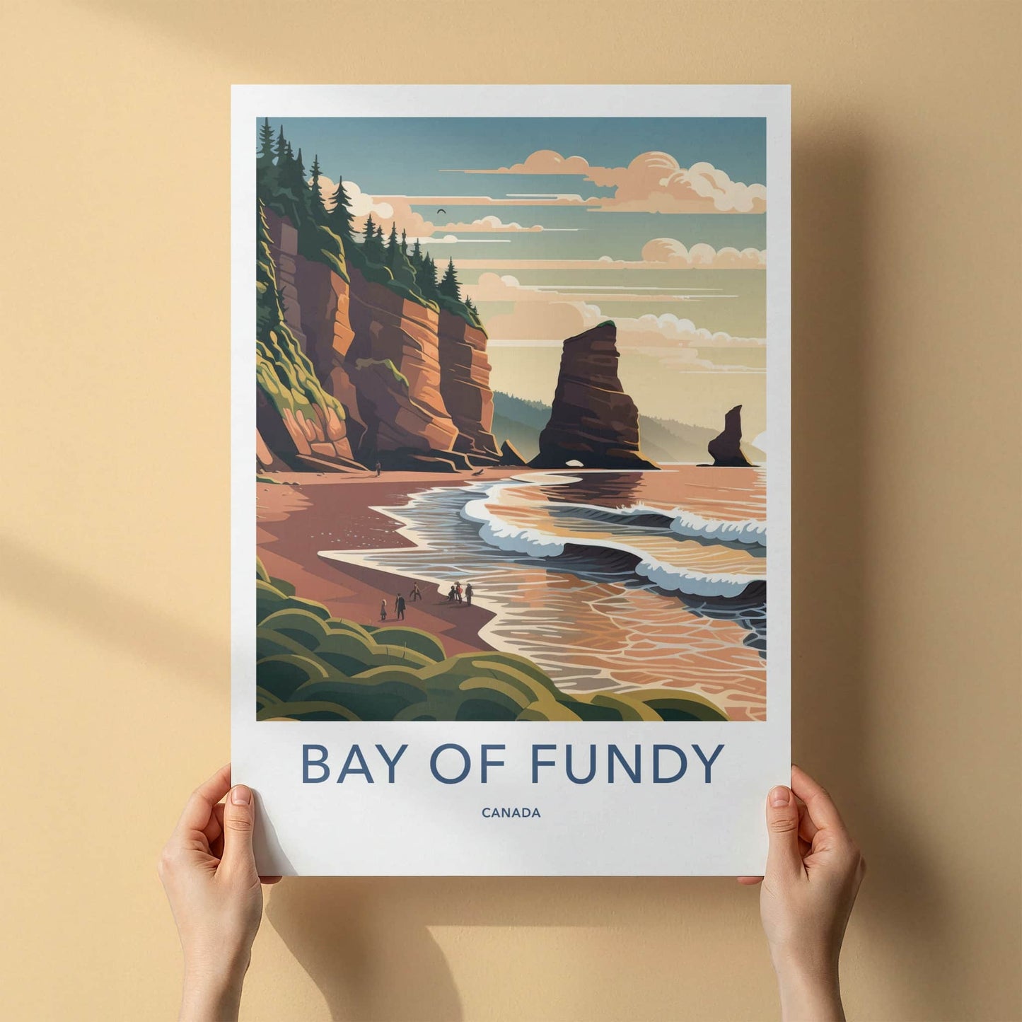 Bay Of Fundy Poster - Canada Travel Art - Rugged Beach Cliffs Wall Decor
