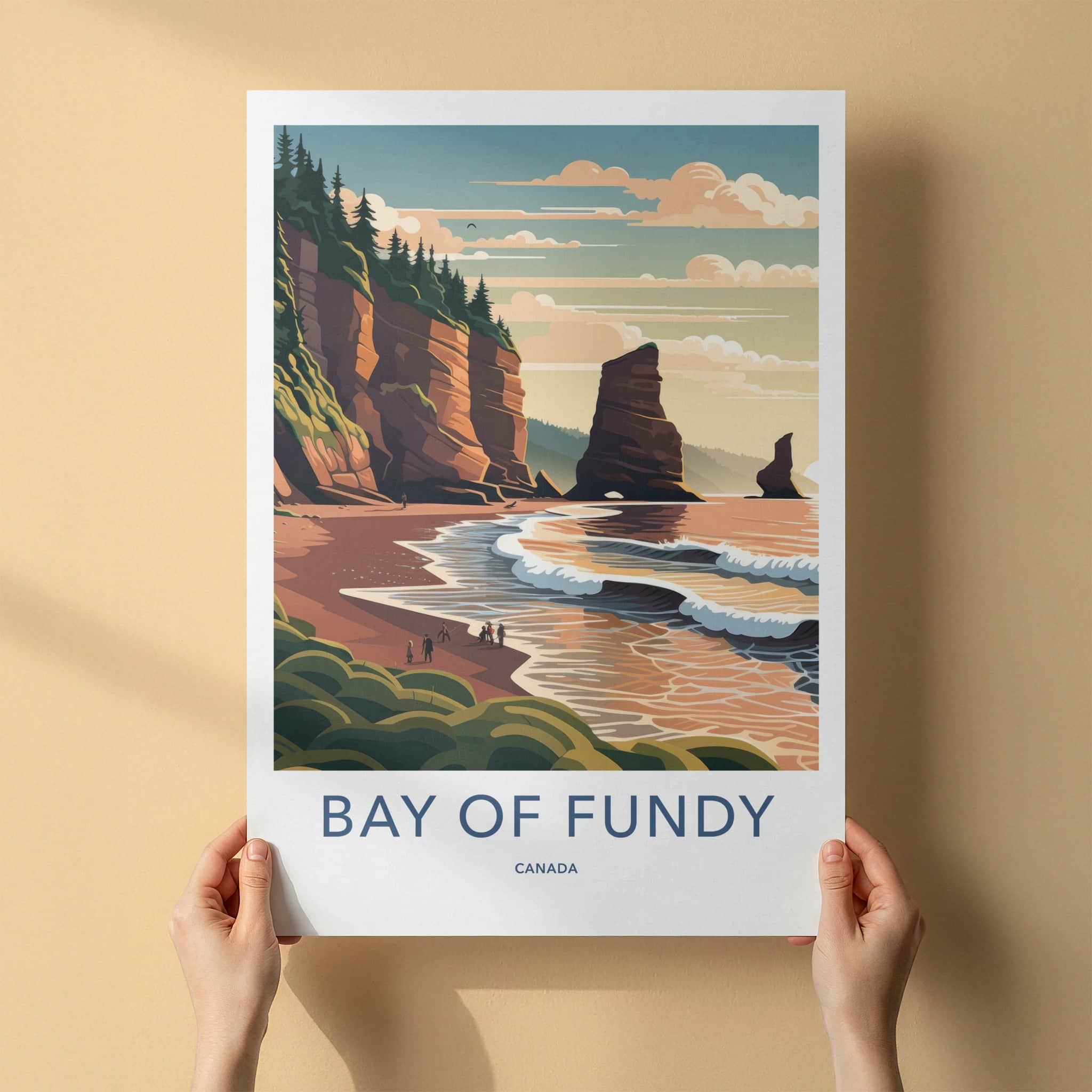 Bay Of Fundy Poster - Canada Travel Art - Rugged Beach Cliffs Wall Decor