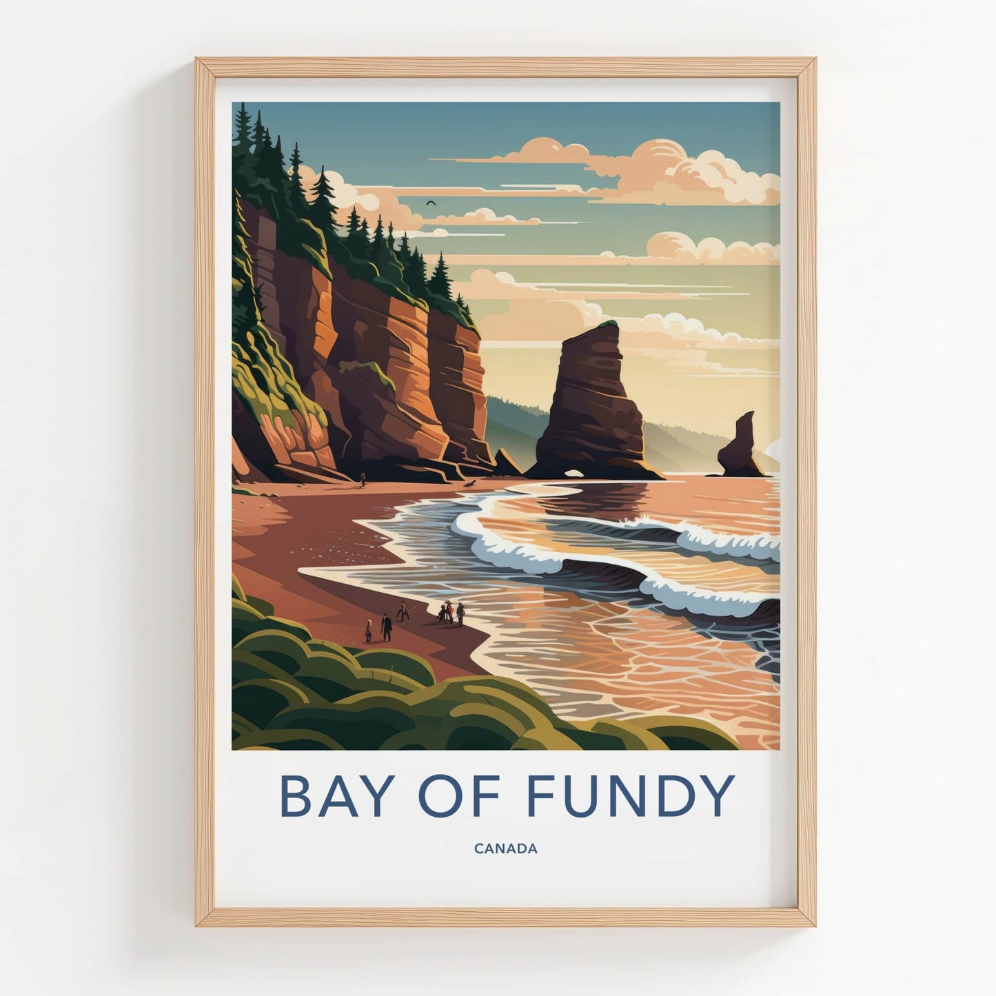 Bay Of Fundy Poster - Canada Travel Art - Rugged Beach Cliffs Wall Decor