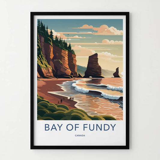 Bay Of Fundy Poster - Canada Travel Art - Rugged Beach Cliffs Wall Decor
