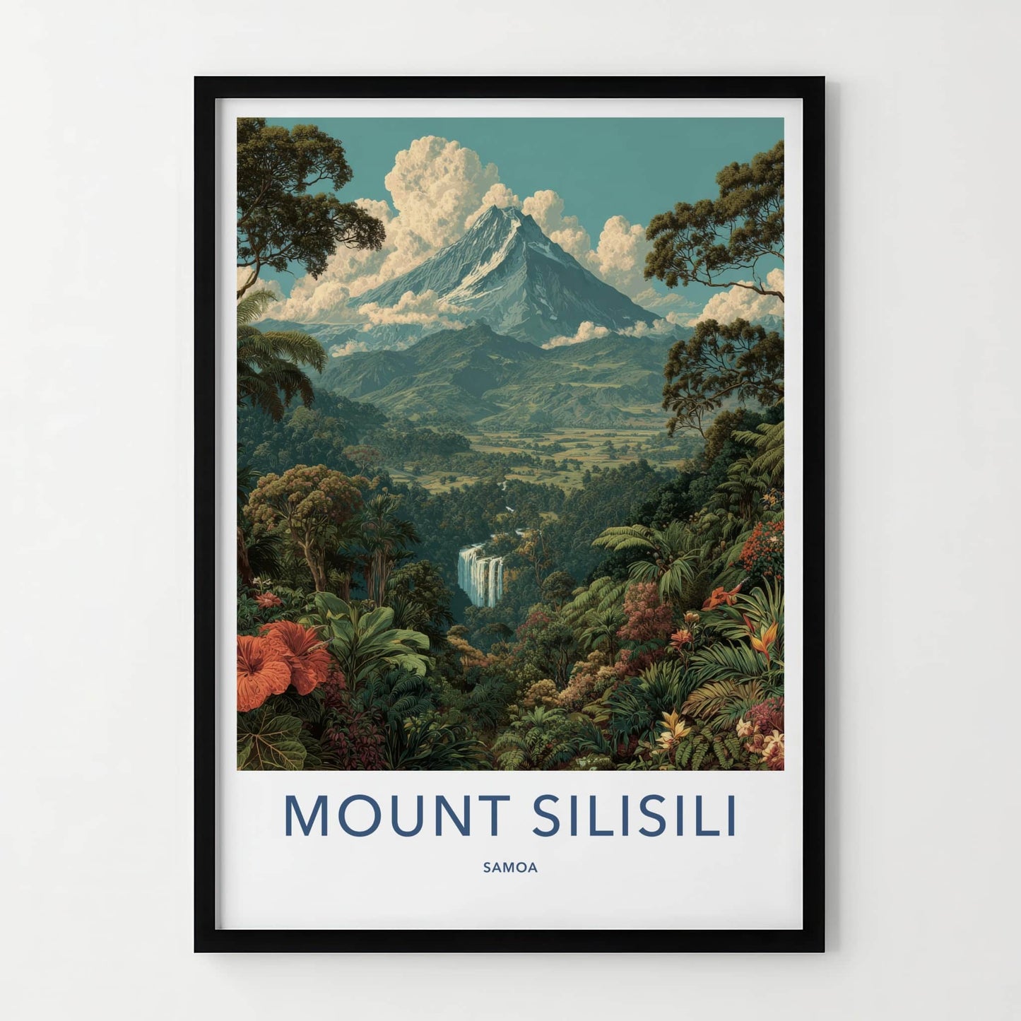 Mount Silisili Poster - Samoa Snow Capped Volcano