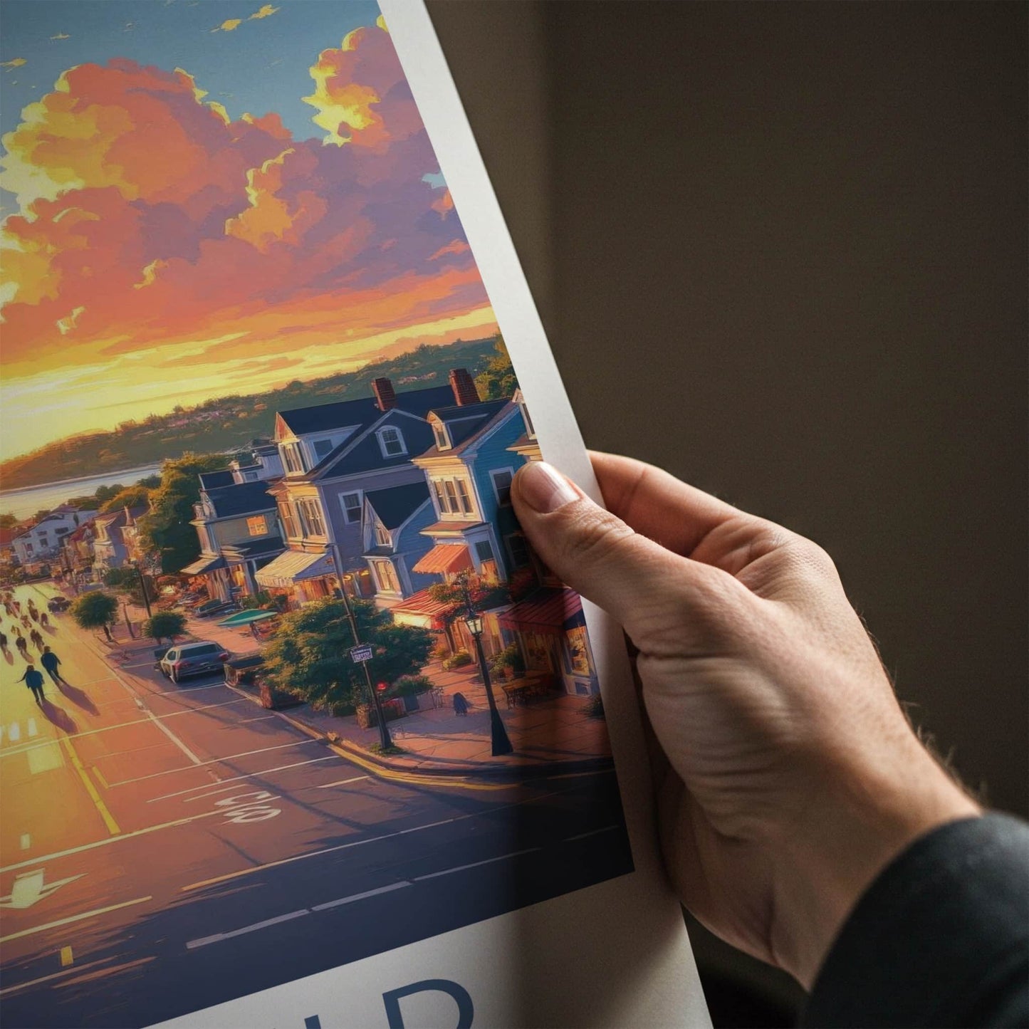 Fairfield Poster - Connecticut Travel Art - Vibrant Evening Street Home Decor