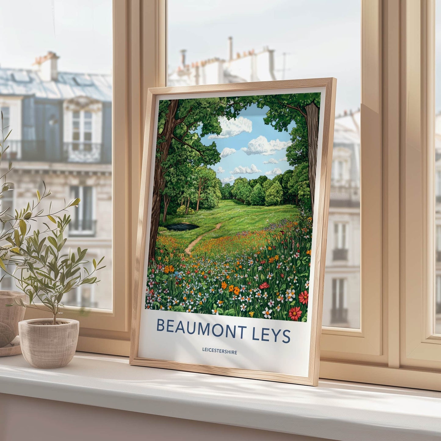 Beaumont Leys Poster - England Travel Art - Green Valley Flowers Home Decor