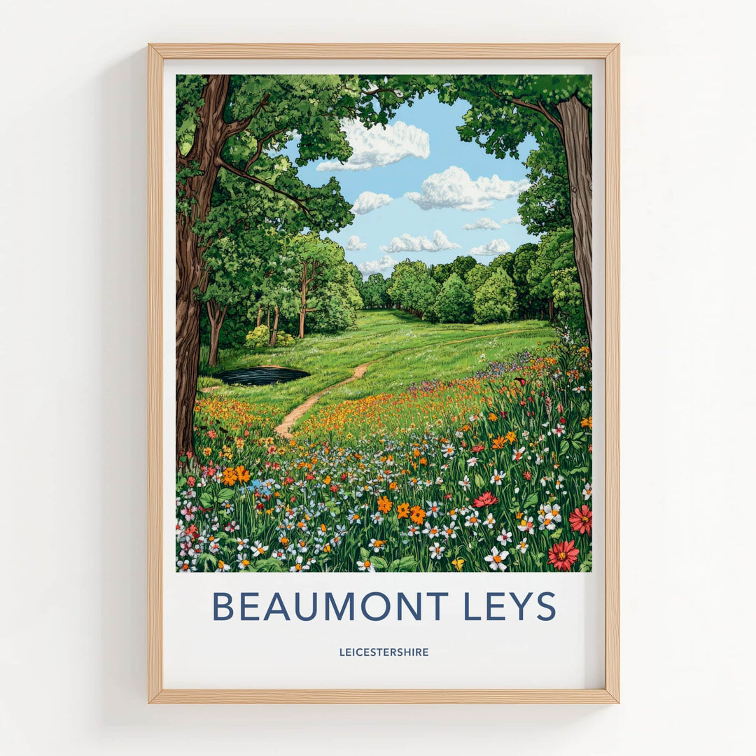Beaumont Leys Poster - England Travel Art - Green Valley Flowers Home Decor