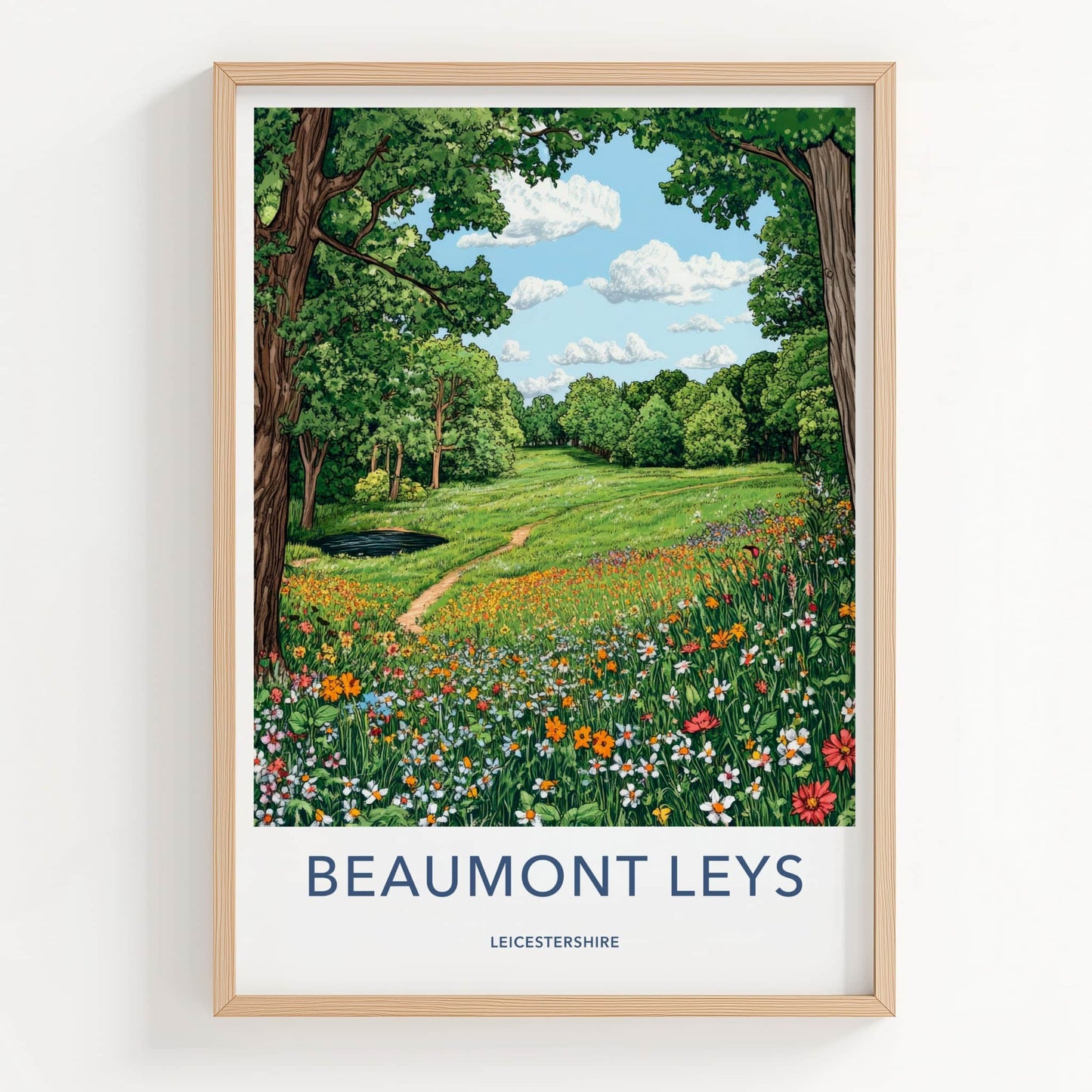 Beaumont Leys Poster - England Travel Art - Green Valley Flowers Home Decor