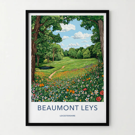 Beaumont Leys Poster - England Travel Art - Green Valley Flowers Home Decor