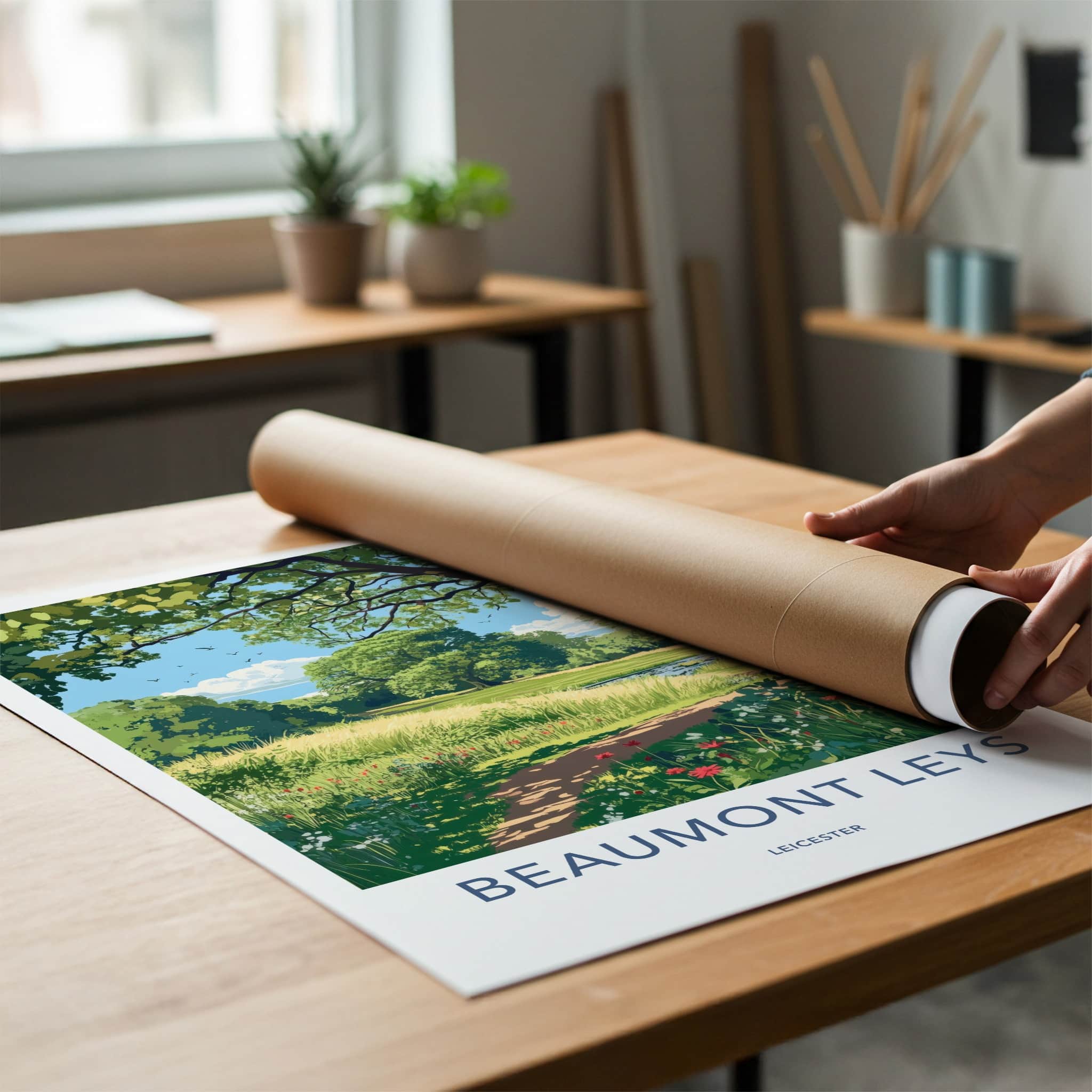 Beaumont Leys Poster - England Travel Art - Summer Meadow Path Home Decor