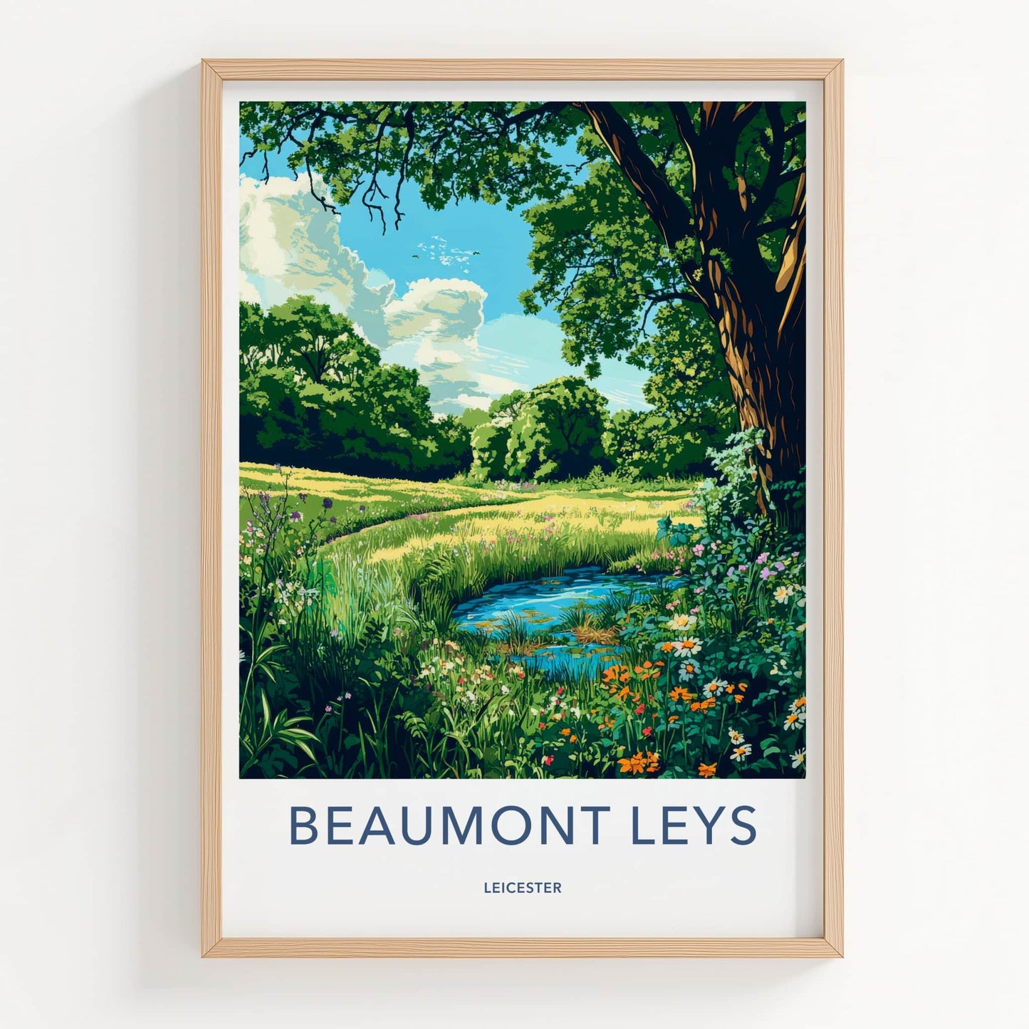 Beaumont Leys Poster - United Kingdom Wall Art - Lush Pond Scene Home Decor
