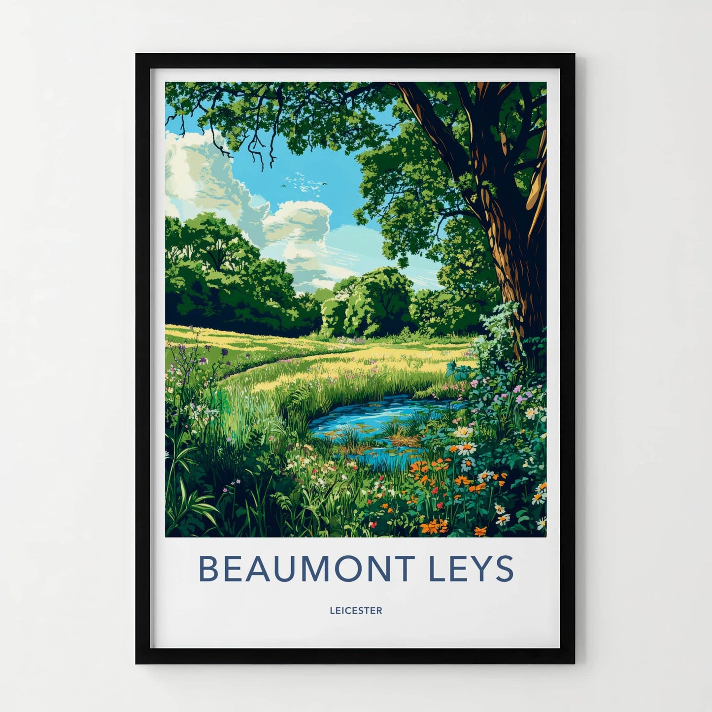 Beaumont Leys Poster - United Kingdom Wall Art - Lush Pond Scene Home Decor