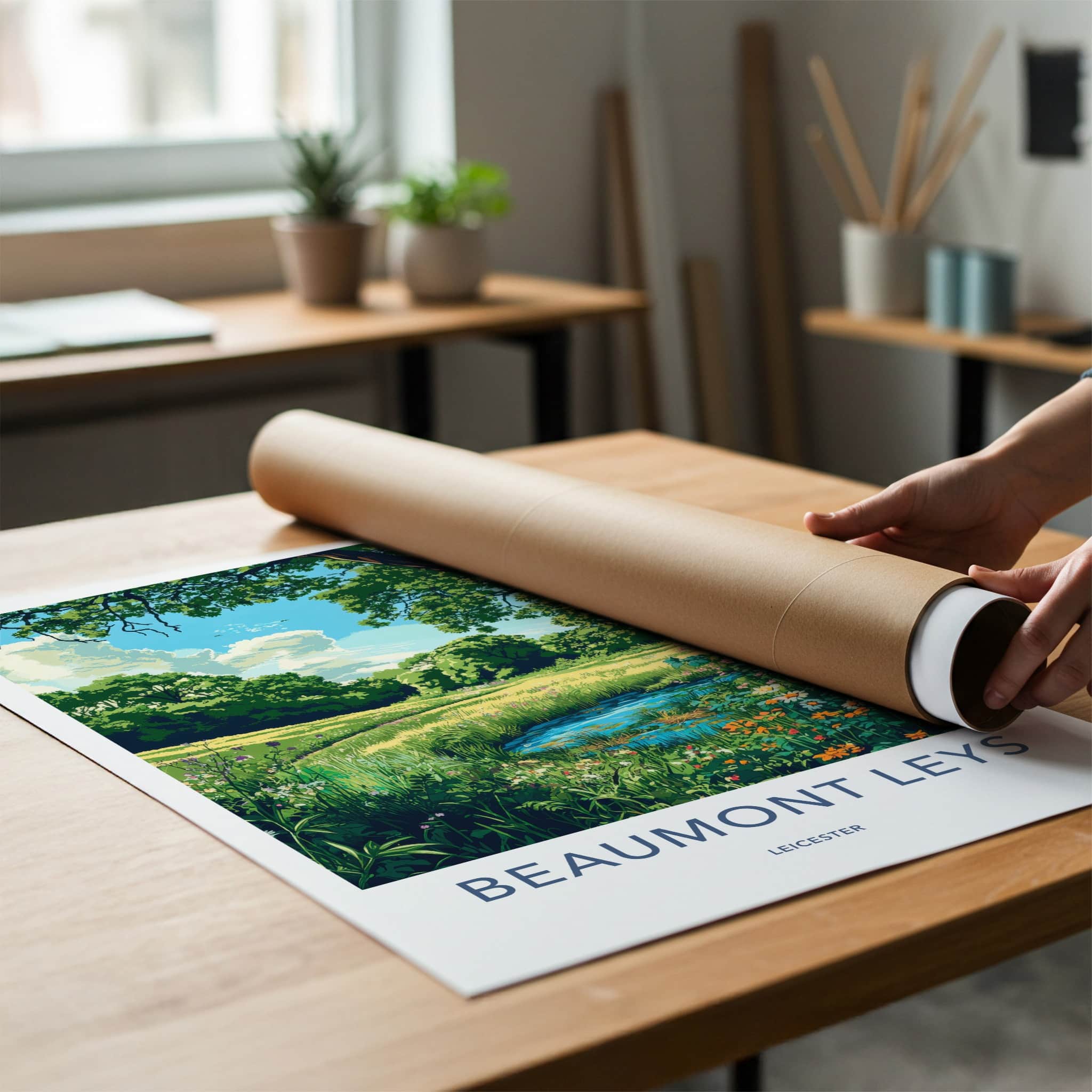 Beaumont Leys Poster - United Kingdom Wall Art - Lush Pond Scene Home Decor
