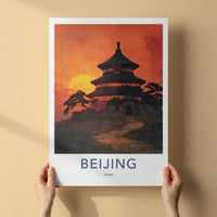 Beijing Poster - China Framed Print - Golden Sunset Temple Framed Decor