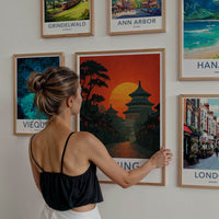 Beijing Poster - China Travel Art - Temple Sunset Path Home Decor