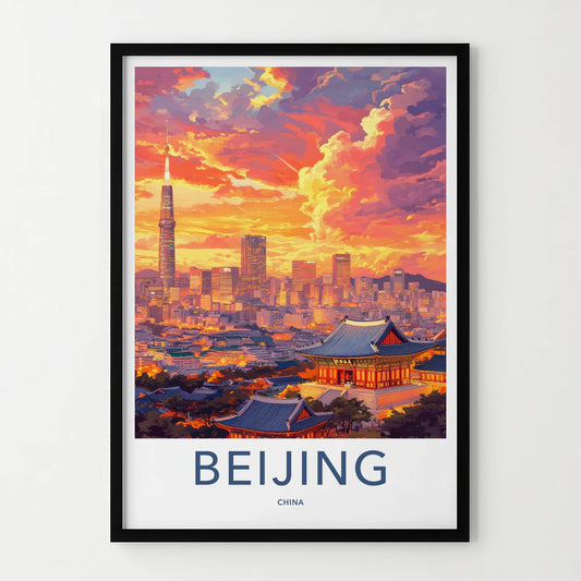 Beijing Poster - China Travel Art - Towering Skyline Temples Wall Decor