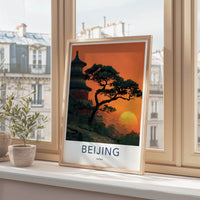 Beijing Poster - China Travel Print - Majestic Temple Sunset Lounge Decor