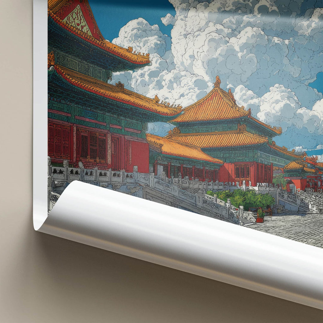 Beijing Poster - China Wall Art - Palatial Red Gold Home Decor