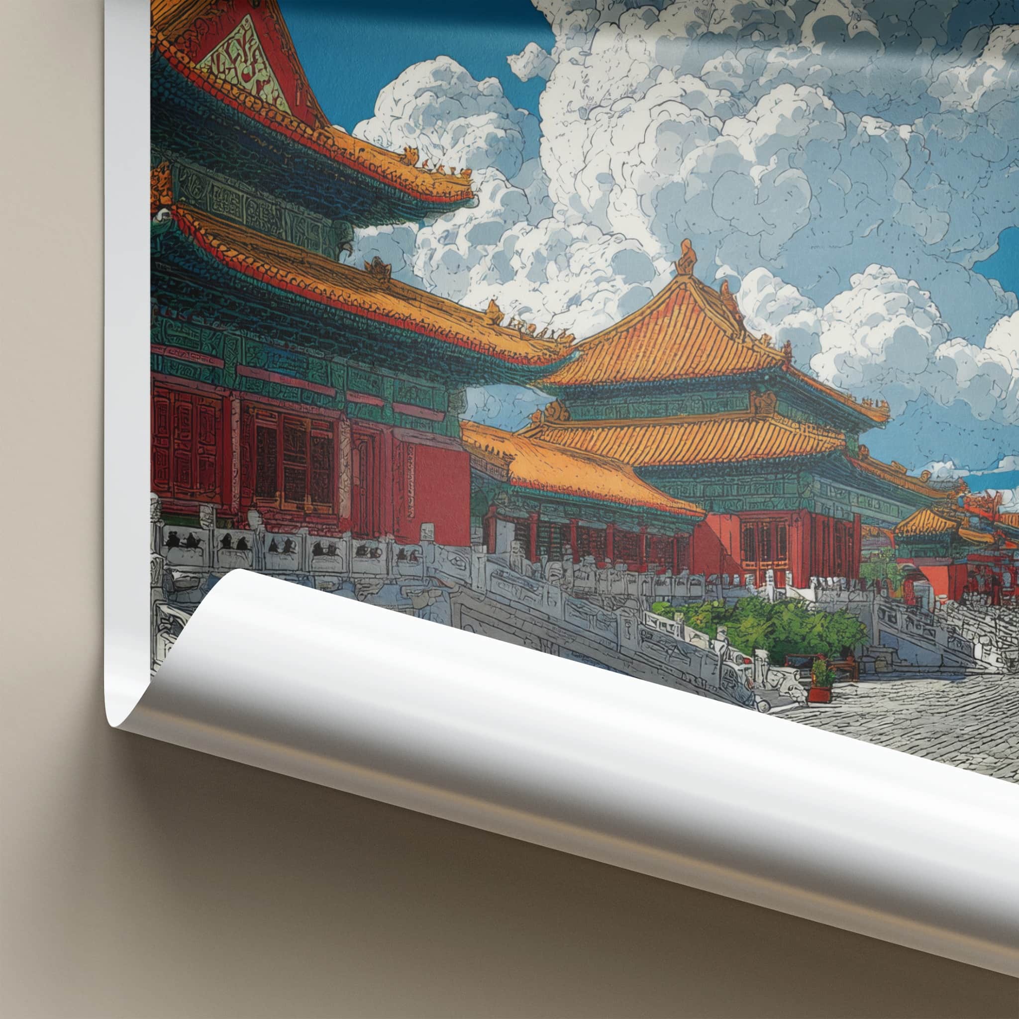 Beijing Poster - China Wall Art - Palatial Red Gold Home Decor