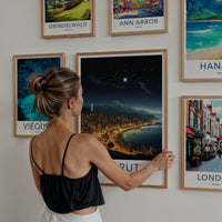 Beirut Poster - Lebanon Travel Art - Coastal City Lights Home Decor