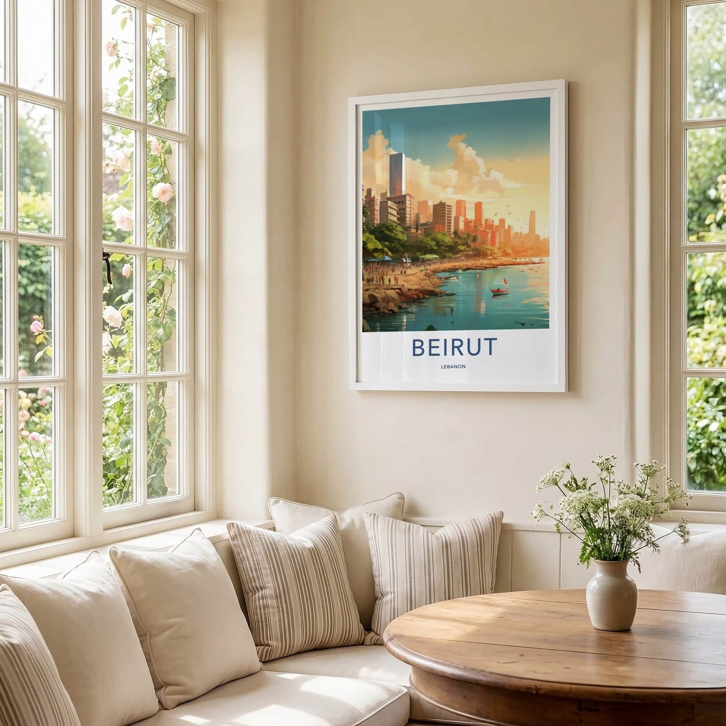 Beirut Poster - Lebanon Travel Art - Vibrant Harbor Scene Home Decor