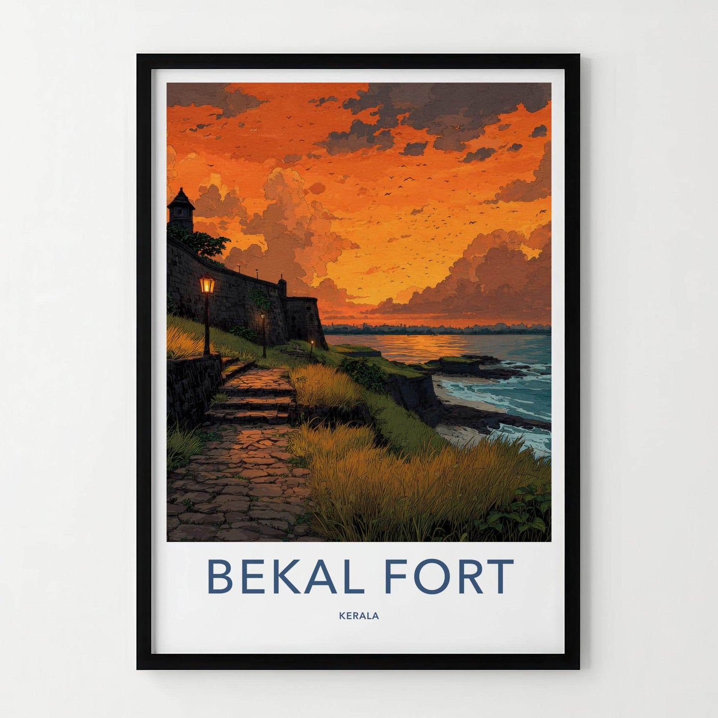 Bekal Fort Poster - India Travel Art - Kerala Coastal Fort Sunset Home Decor
