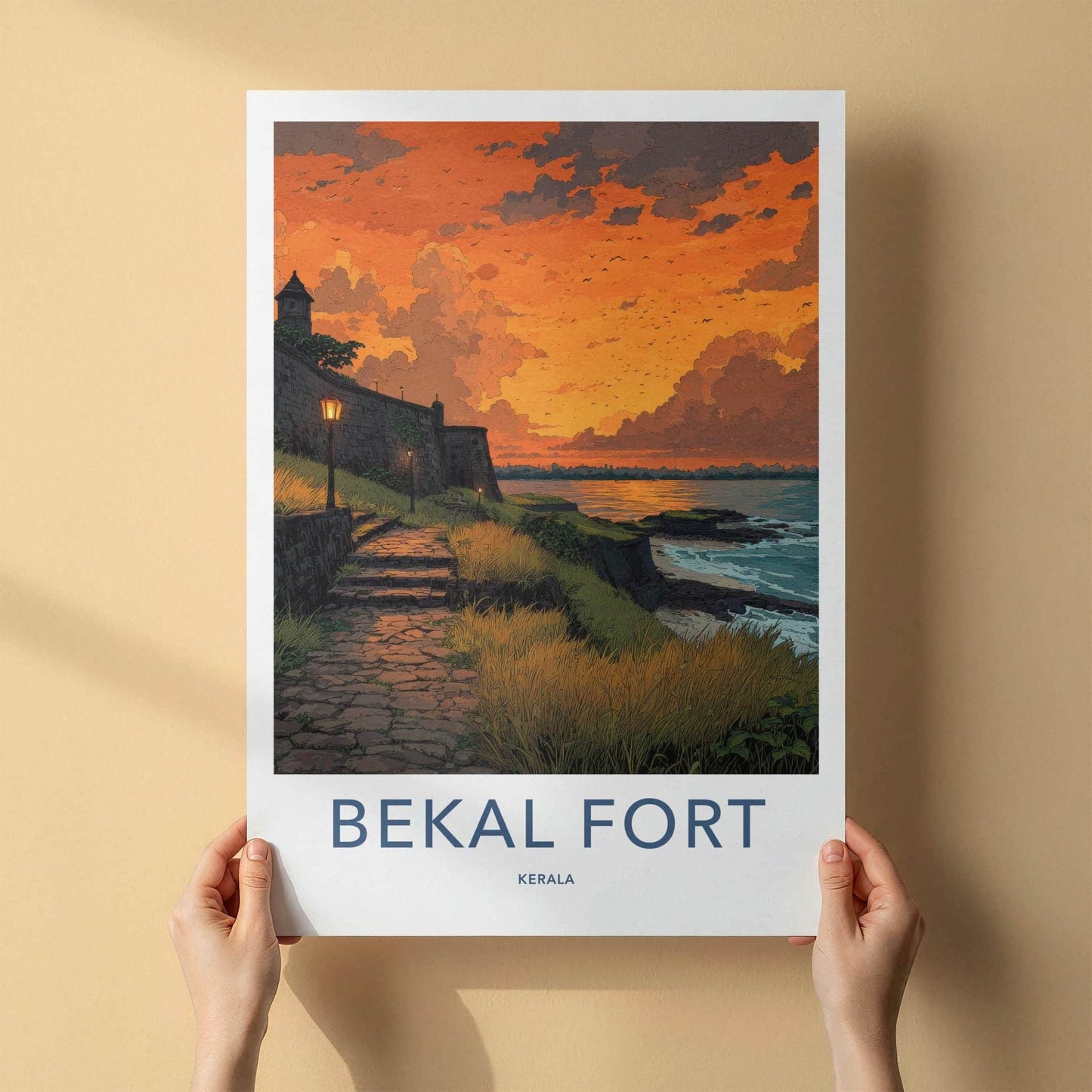 Bekal Fort Poster - India Travel Art - Kerala Coastal Fort Sunset Home Decor