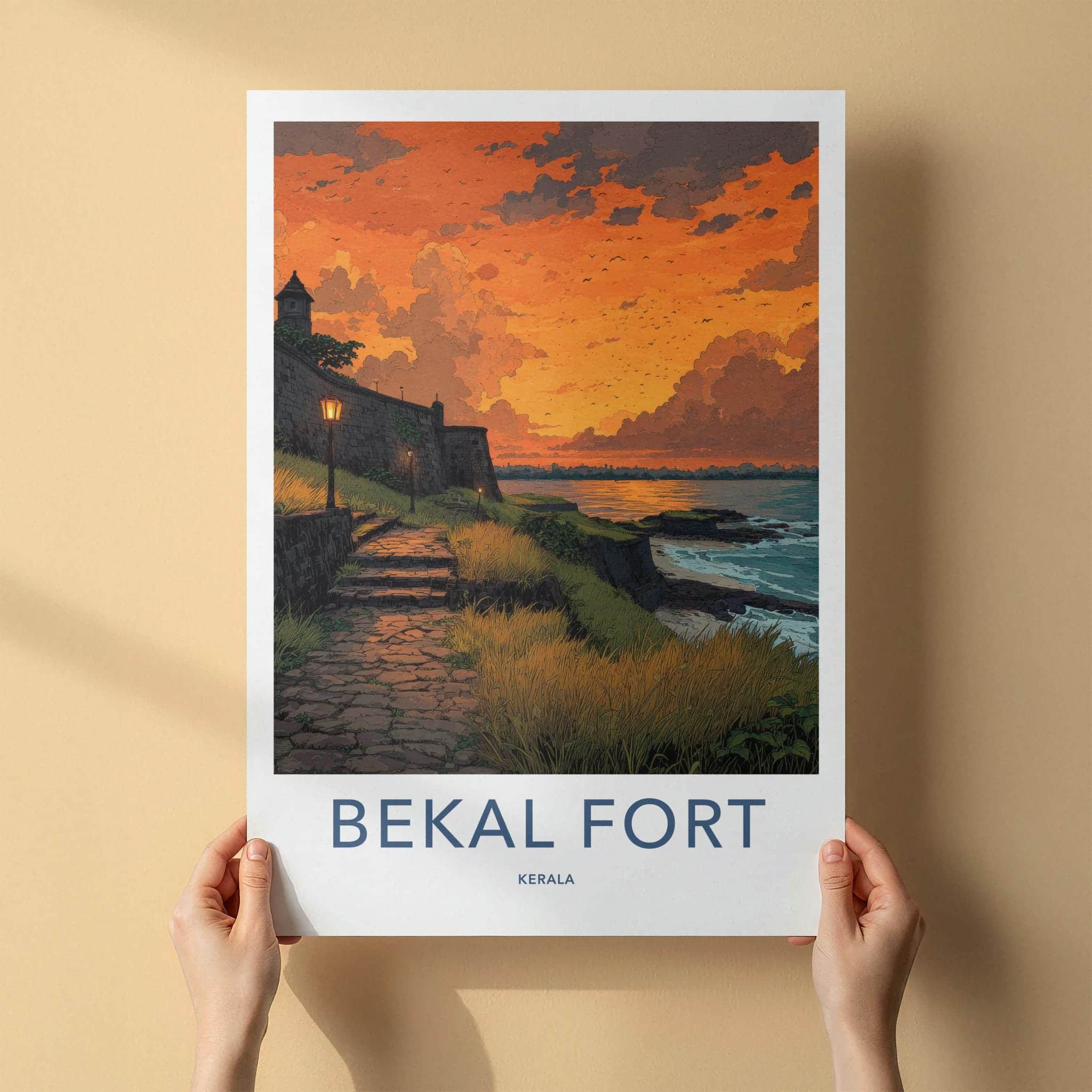 Bekal Fort Poster - India Travel Art - Kerala Coastal Fort Sunset Home Decor