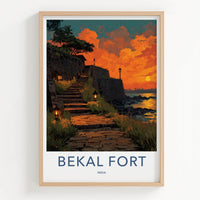 Bekal Fort Poster - India Travel Art - Kerala Coastal Sunset Home Decor